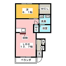 サニーコート稲西 1LDKの間取図画像