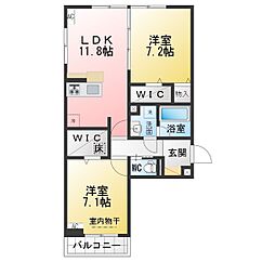 カーサ・セレナ 2LDKの間取図画像