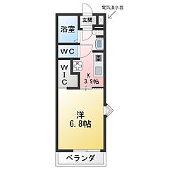 グリーンコーポ上石川A 1Kの間取図画像