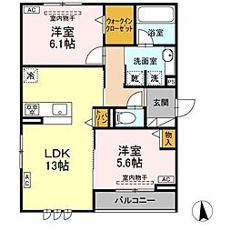 メラクラッツ 2LDKの間取図画像