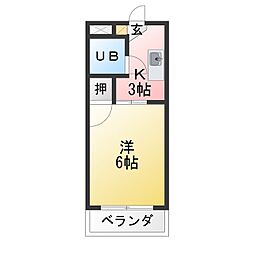 四季の里三番館 1Kの間取図画像