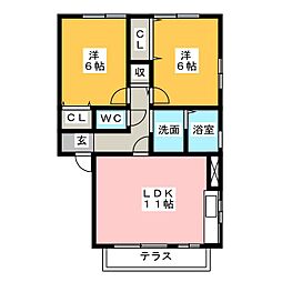 セジュールかすみ 2LDKの間取図画像