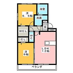 パストラル八田A 2LDKの間取図画像