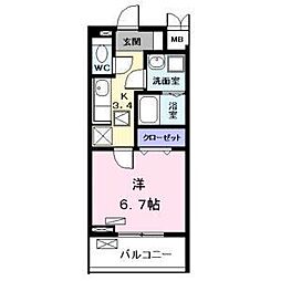 コンフォート・テラス 1Kの間取図画像