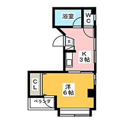 カサデナカノ 1Kの間取図画像