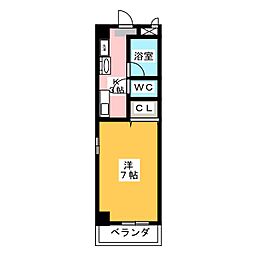 N・フラッツ浄心 1Kの間取図画像