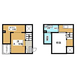 サンエイブリッジ2 1Kの間取図画像
