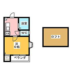 エーデルワイス2 1Kの間取図画像