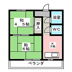 扇ハイツ 2Kの間取図画像