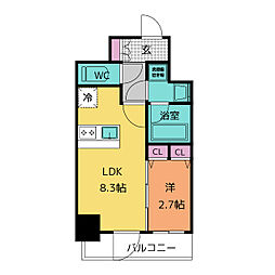 ルネフラッツ庄内通駅前 1LDKの間取図画像