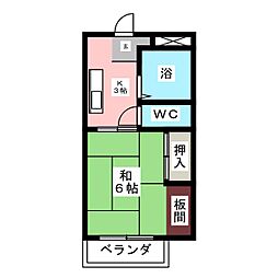 ハイツサンライズ 1Kの間取図画像