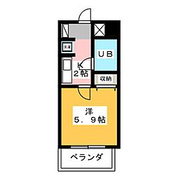 ブリッヂガーデンナゴノ 1Kの間取図画像