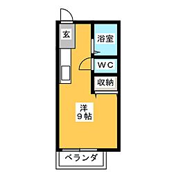 サンシティ鈴和A ワンルームの間取図画像