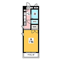 ヤマヨシマンション 4階ワンルームの間取り