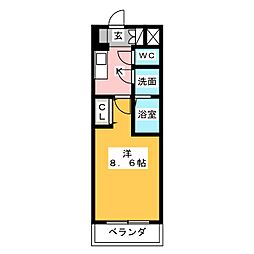 S-RESIDENCE浄心II 10階1Kの間取り