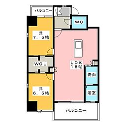 コモレビスクエア名駅北 9階2LDKの間取り