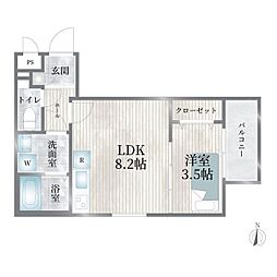Cherim浄心West 1LDKの間取図画像