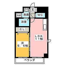 パークレジデンス名駅北 1LDKの間取図画像