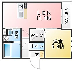 仮)ユアメゾン花の木 1LDKの間取図画像