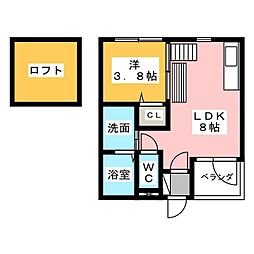 Kroc 1LDKの間取図画像
