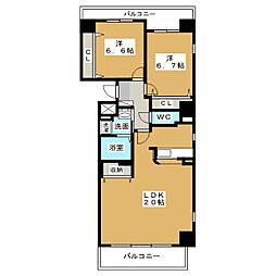 リンカンズ・ベール 2LDKの間取図画像