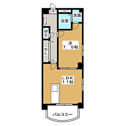 ライフ幅下 1LDKの間取図画像