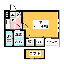 グリーンヒル 1Kの間取図画像