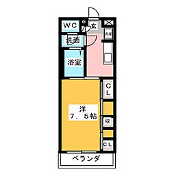 リブリ・浄心B 1Kの間取図画像