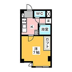 サンチェリヰビルジョウシン 1Kの間取図画像
