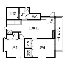 ファミリア浄心 2LDKの間取図画像