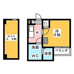 TEODORA浅間町 1Kの間取図画像