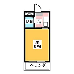 プレズ名古屋庄内通 1Kの間取図画像