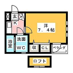グリーンヒル 1Kの間取図画像