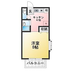 リバーサイド名塚 1Kの間取図画像