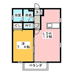 グランレーヴ庄内通 1LDKの間取図画像