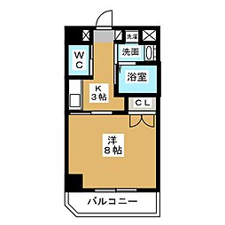 グランコートエム・ジー 1Kの間取図画像