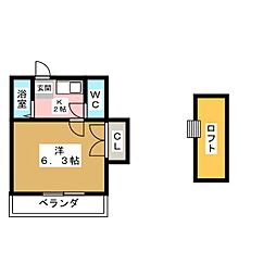 アティックハウス16 1Kの間取図画像