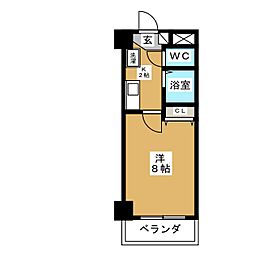 グランドオウエスト 1Kの間取図画像