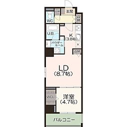 ポリクアドロタワーI 1LDKの間取図画像