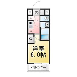 CREST TAPP浅間町 1Kの間取図画像