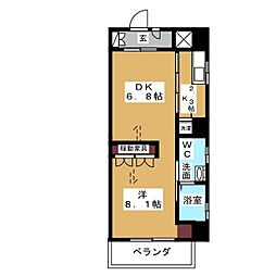 ピーコック・スター 1LDKの間取図画像