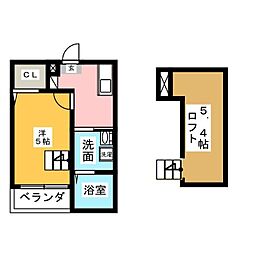 リーブラ庄内通 1Kの間取図画像