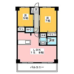エクセル貝田 2LDKの間取図画像