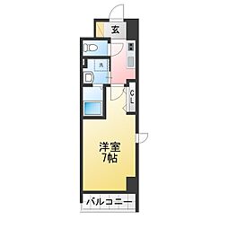 プレイズシード浄心アセント 1Kの間取図画像