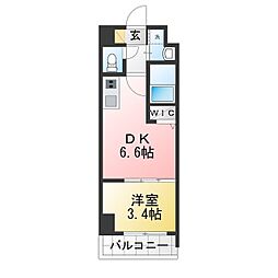 プレイズシード浄心アセント 1DKの間取図画像
