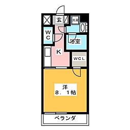 プレミアム浅間町 1Kの間取図画像