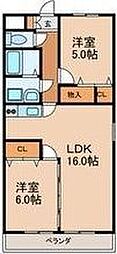 メゾンカワグチ 2LDKの間取図画像