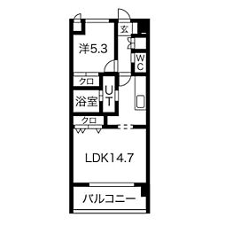 C.peace1948 1LDKの間取図画像