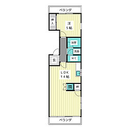 コーポひら乃 1LDKの間取図画像