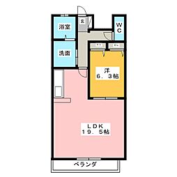 有重 1LDKの間取図画像